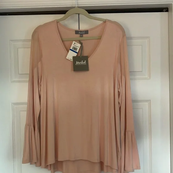 Macy's Pink Bell Sleeve Asymmetrical Blouse size XL NWT - Picture 6 of 9